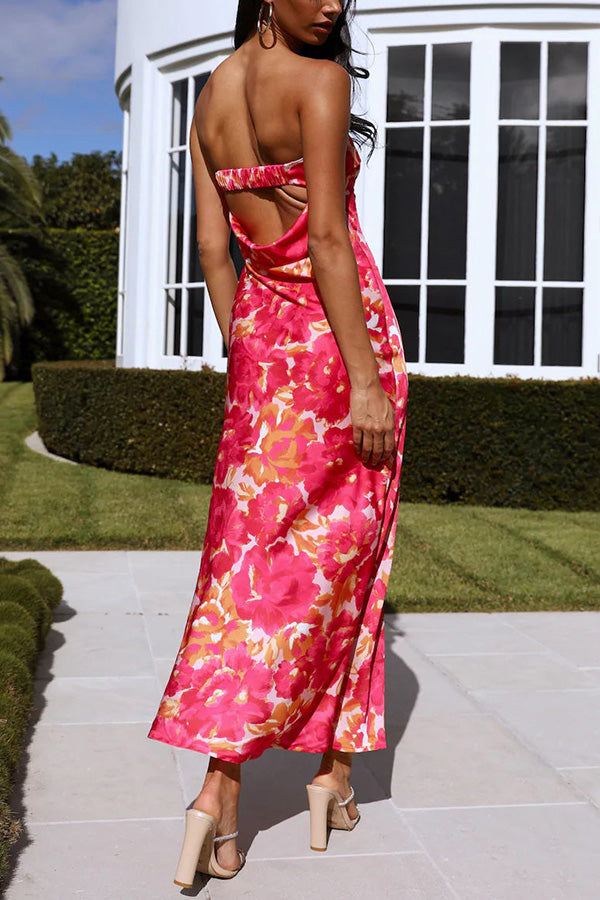 Robe longue à imprimé fleuri avec épaules dégagées parfaite pour un style romantique et raffiné