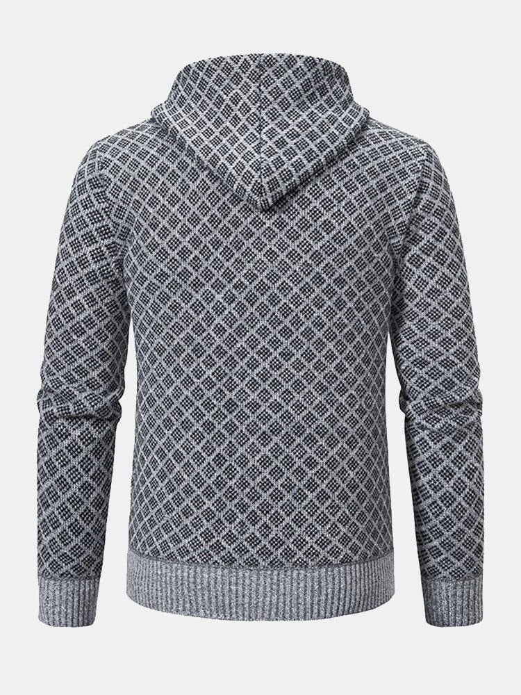 Pull zippé à diamants géométriques pour hommes