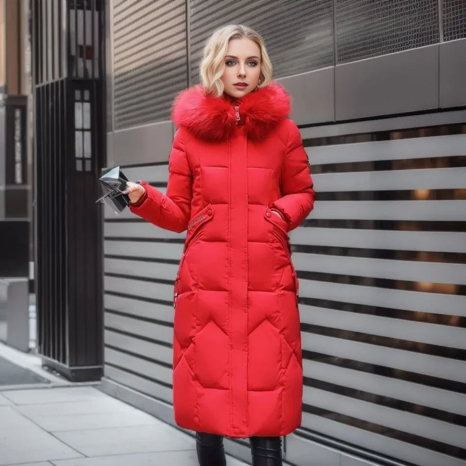 Manteau Longues d'Hiver pour Femme avec Capuche Élégante et Confortable