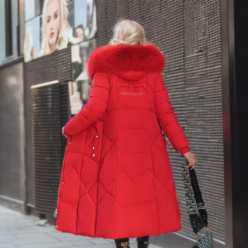 Manteau Longues d'Hiver pour Femme avec Capuche Élégante et Confortable