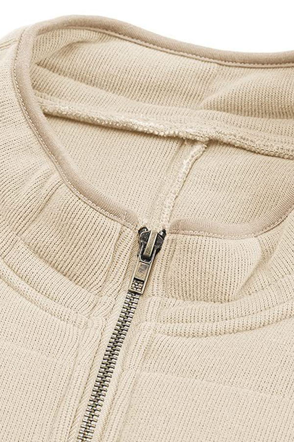 Veste Décontractée à Poches et Zip, Col Mao, Parfaite pour Tous les Jours