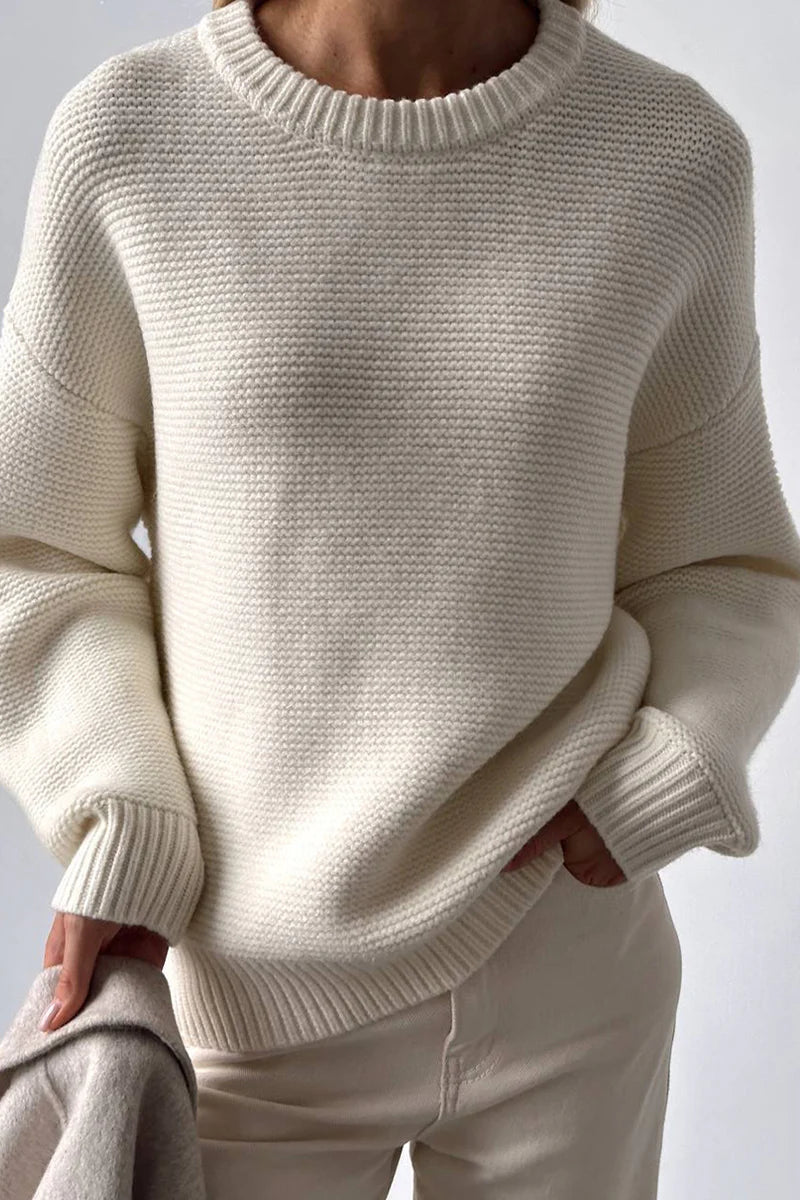 Pull décontracté tissé à col rond