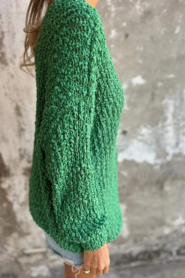 Pull Décontracté à Manches Longues et Col V pour Femme