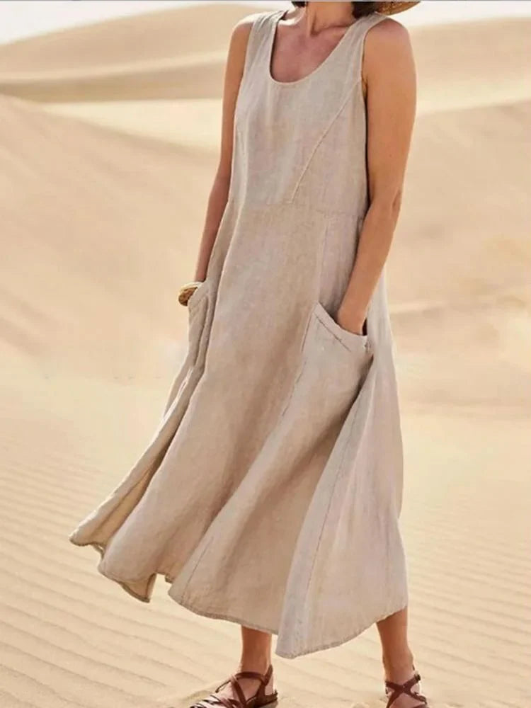 Giuliana - Robe sans manches en lin et coton pour femme