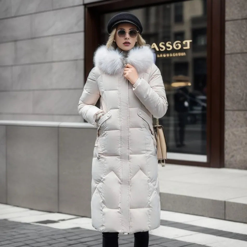 Manteau Longues d'Hiver pour Femme avec Capuche Élégante et Confortable
