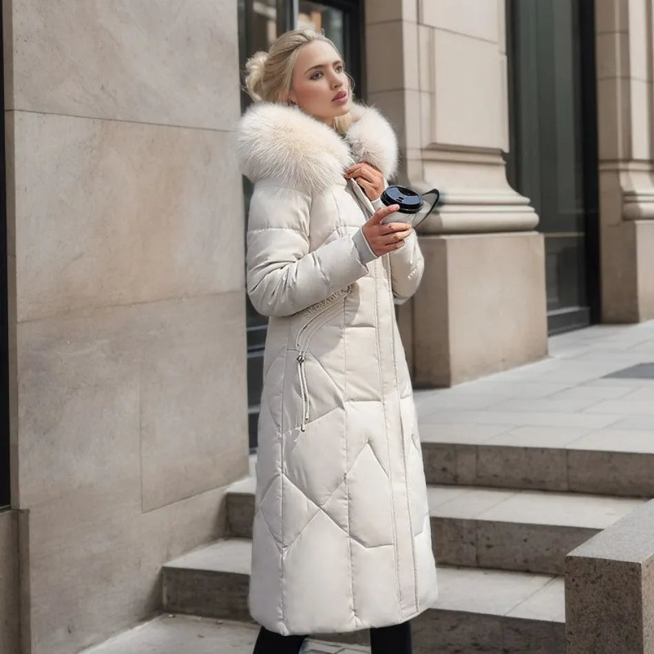 Manteau Longues d'Hiver pour Femme avec Capuche Élégante et Confortable