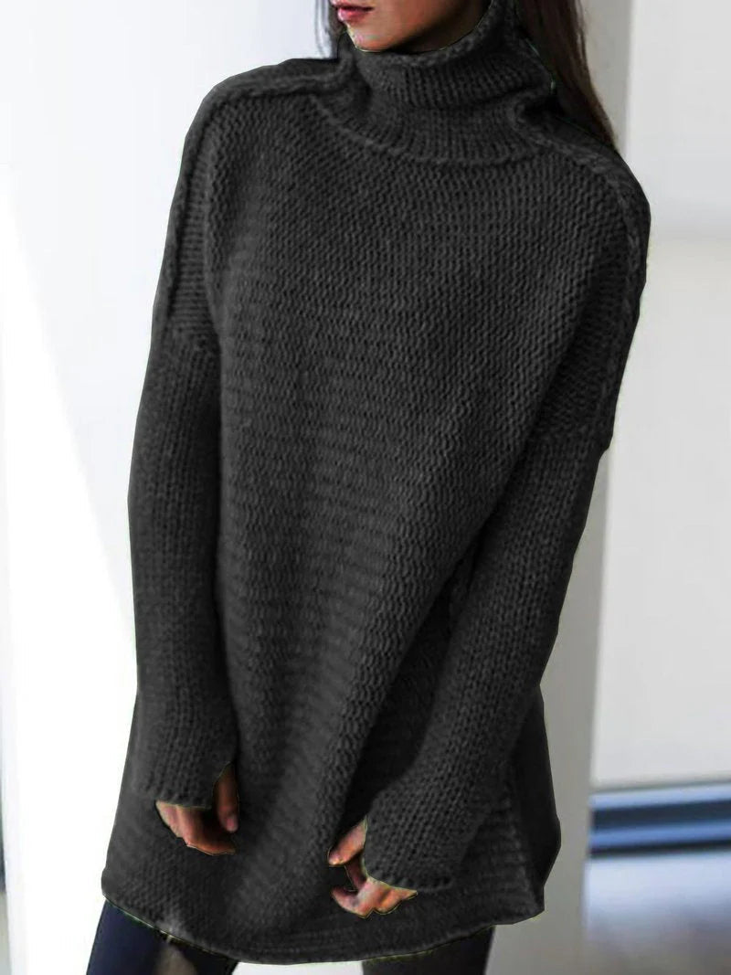 Pull long oversize à col montant pour un look tendance