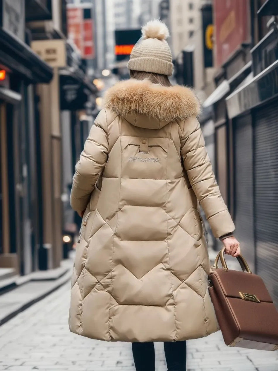 Manteau Longues d'Hiver pour Femme avec Capuche Élégante et Confortable