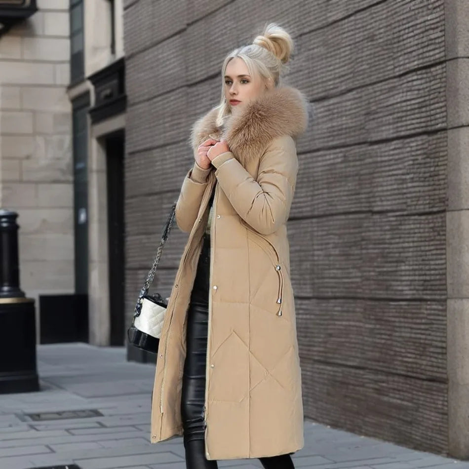Manteau Longues d'Hiver pour Femme avec Capuche Élégante et Confortable
