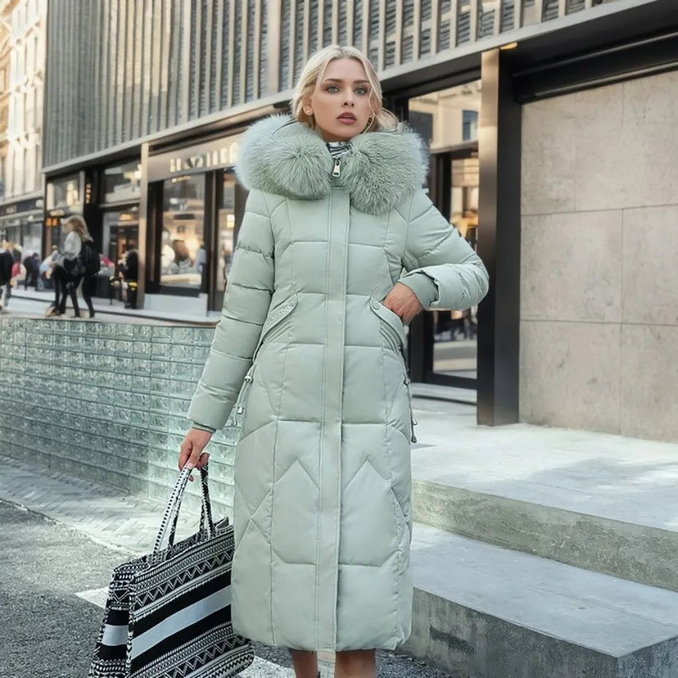 Manteau Longues d'Hiver pour Femme avec Capuche Élégante et Confortable