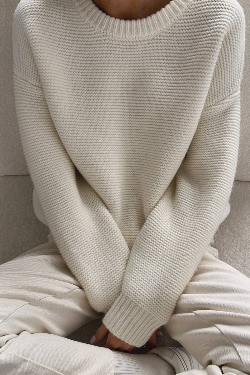 Pull décontracté tissé à col rond