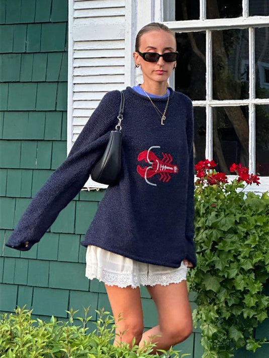 Pull avec broderie originale en homard