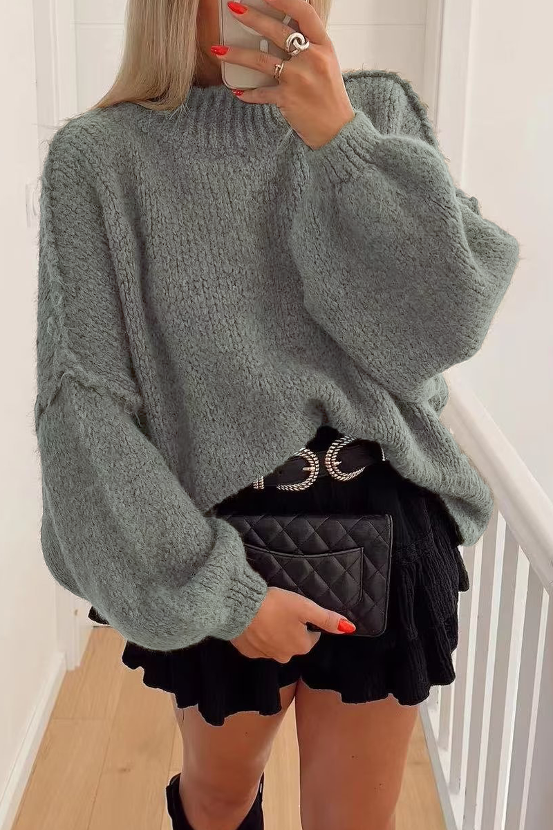 "Pull Casual Uni à Col Rond pour un Port Quotidien "