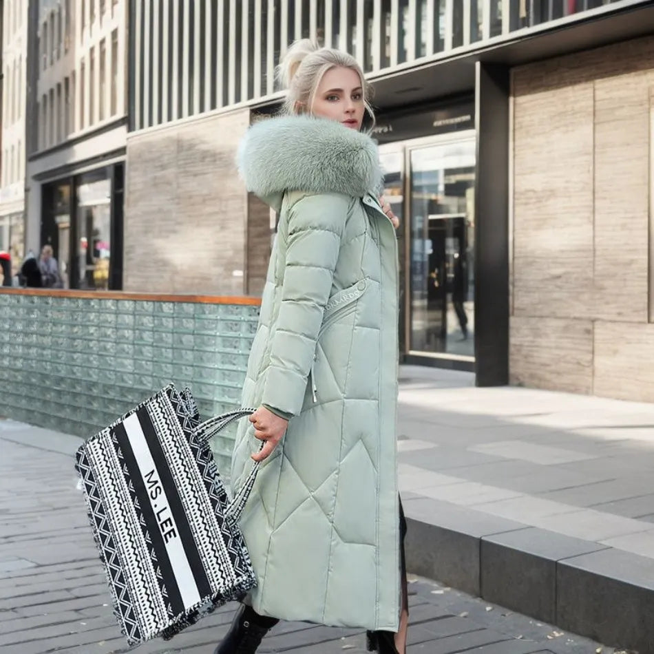 Manteau Longues d'Hiver pour Femme avec Capuche Élégante et Confortable