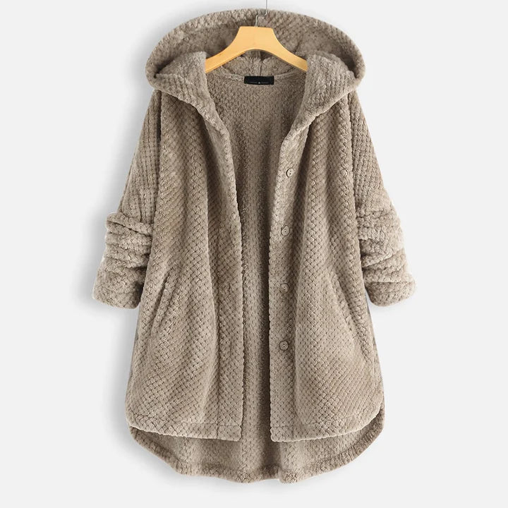 Yzza - Veste polaire mi-longue avec capuche pour l'hiver