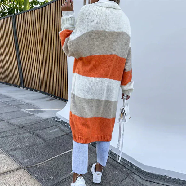 Cardigan confortable et élégant à rayures tricolores