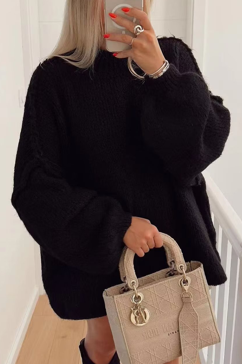 "Pull Casual Uni à Col Rond pour un Port Quotidien "
