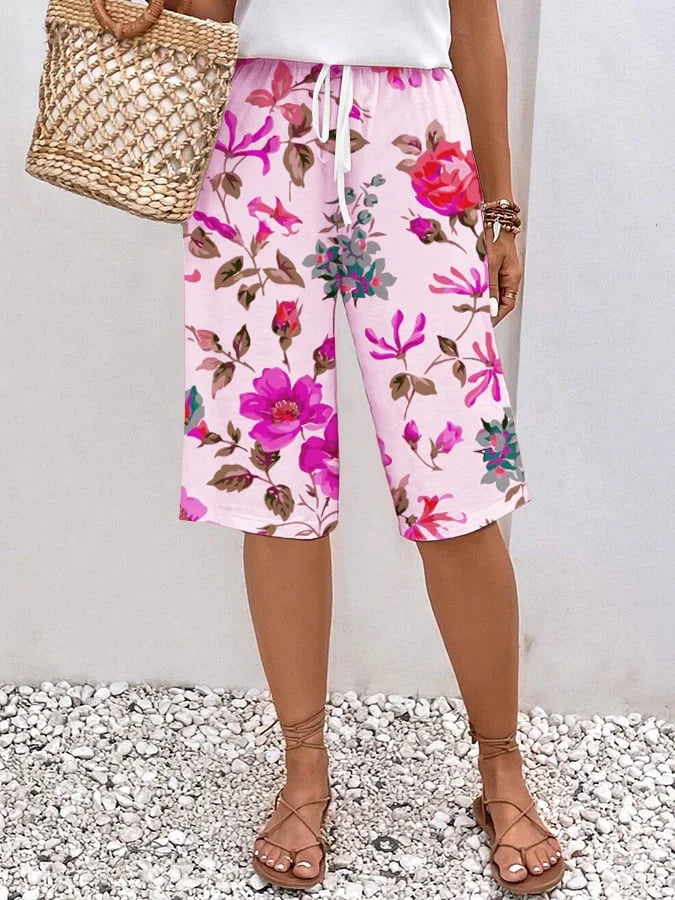 Emma - Pantalon ample décontracté à lacets pour femmes, imprimé floral et botanique