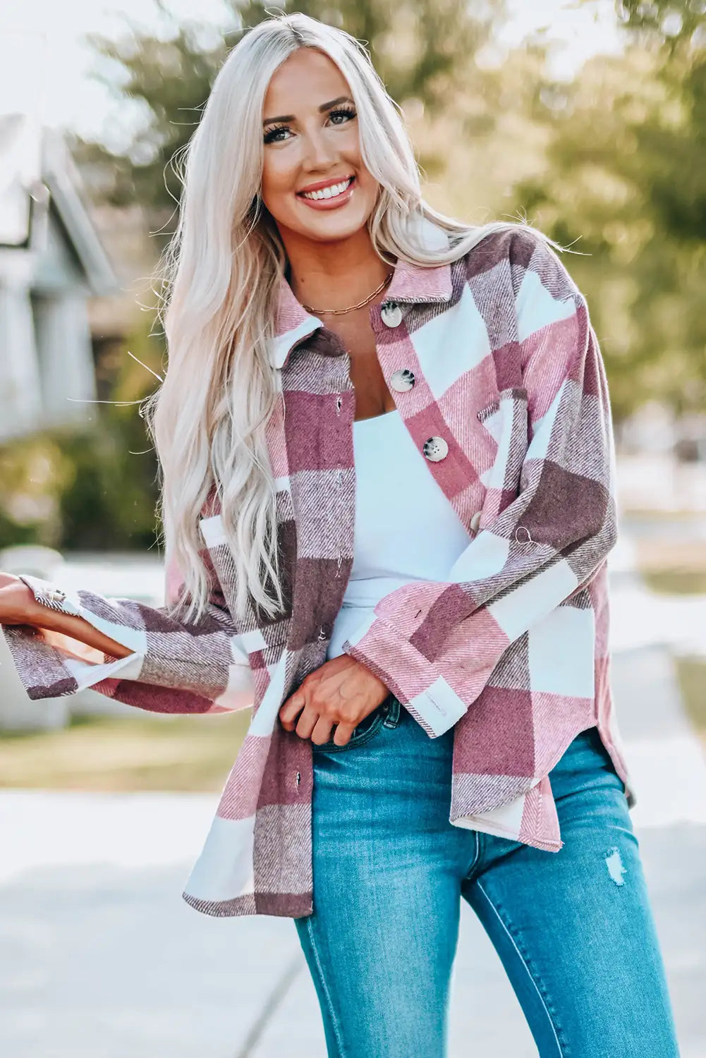 Veste à Carreaux en Bloque de Couleurs Kaki pour un Style d'Hiver Sans Effort