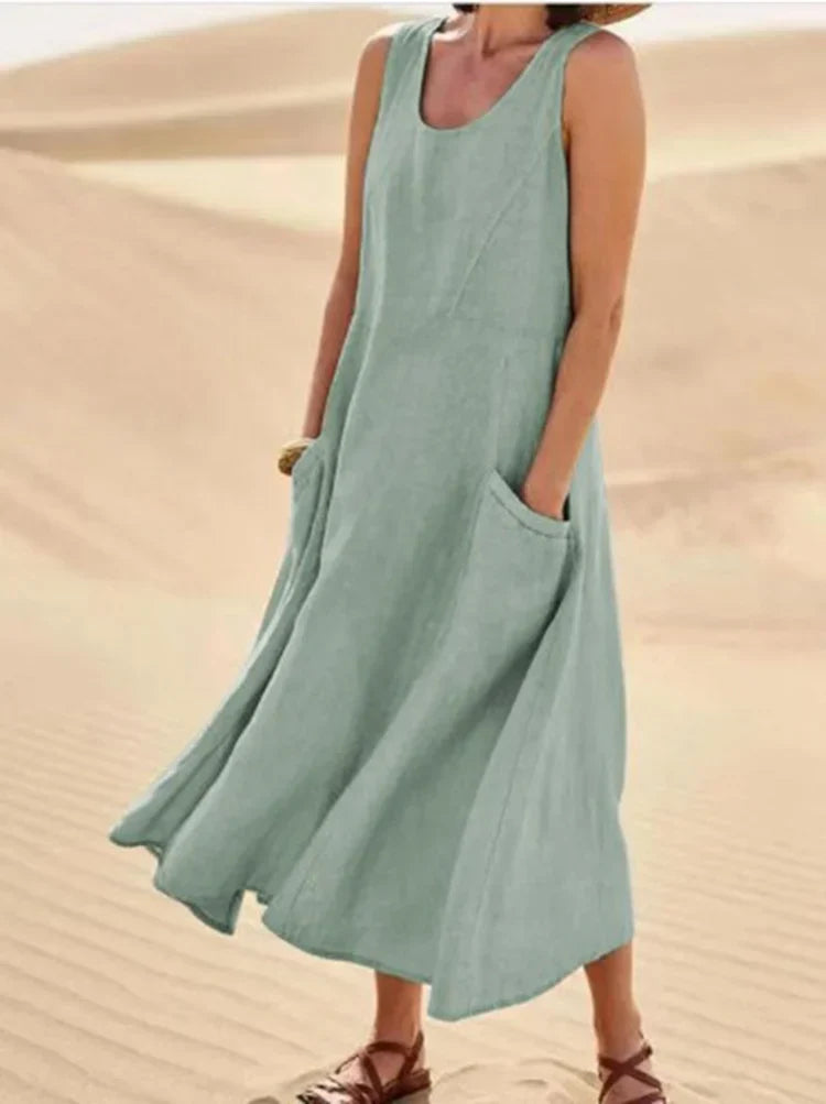 Giuliana - Robe sans manches en lin et coton pour femme