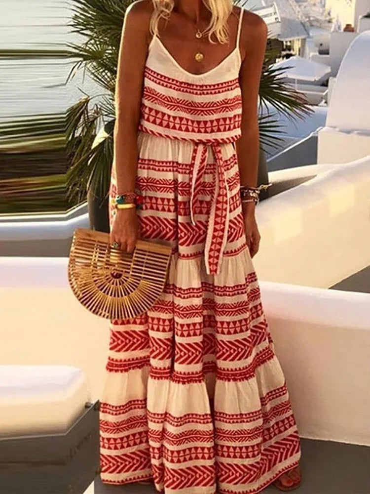 Nadia - Robe de plage en lingerie imprimée, col V, de style bohème