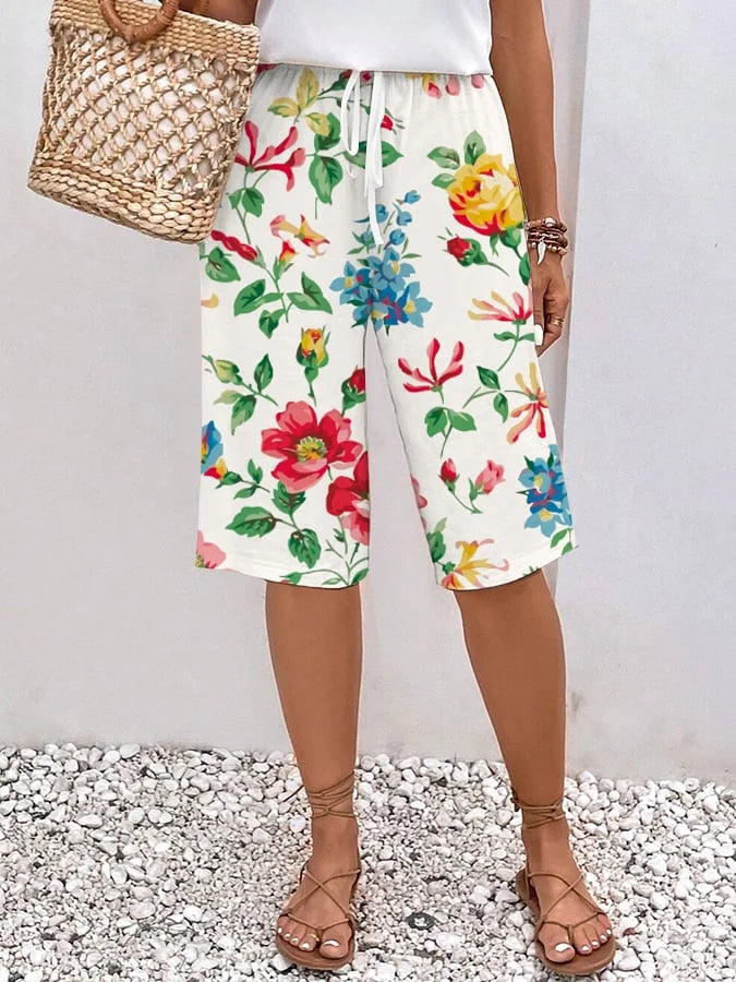 Emma - Pantalon ample décontracté à lacets pour femmes, imprimé floral et botanique