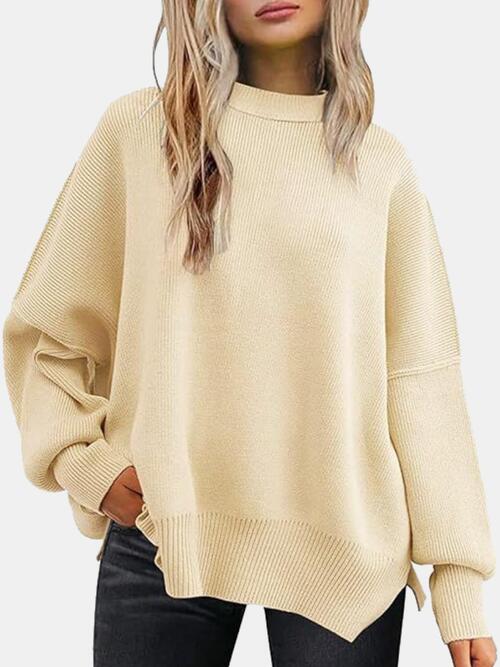 Pull Doux à Col Rond et Épaules Tombantes - Idéal pour des Tenues Détendues en Automne