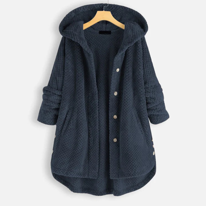Yzza - Veste polaire mi-longue avec capuche pour l'hiver
