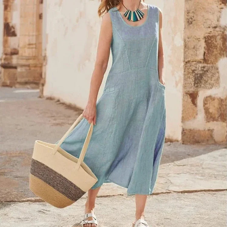 Giuliana - Robe sans manches en lin et coton pour femme