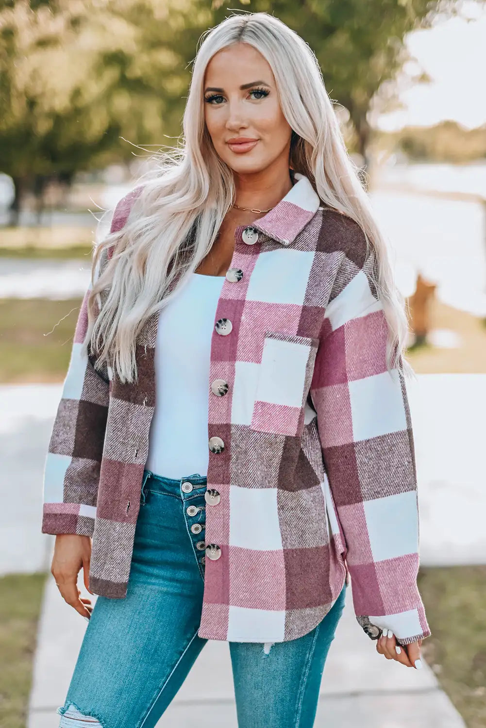 Veste à Carreaux en Bloque de Couleurs Kaki pour un Style d'Hiver Sans Effort