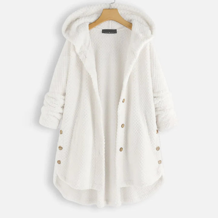 Yzza - Veste polaire mi-longue avec capuche pour l'hiver
