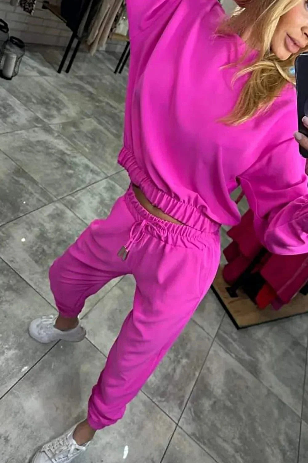 Ensemble Deux Pièces pour Femme - Chemise et Pantalon Uni Élégant
