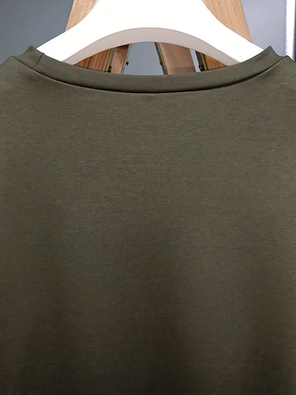 Pull Décontracté à Col Rond, Coupe Ample et Couleur Unie