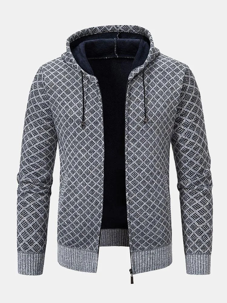 Pull zippé à diamants géométriques pour hommes