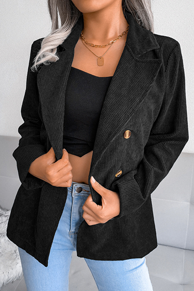 Veste Casual en Couleur Unie avec Boucle et Col Revers pour un Look Chic