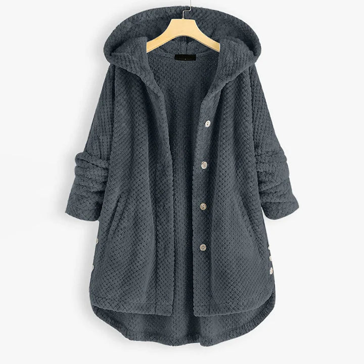 Yzza - Veste polaire mi-longue avec capuche pour l'hiver