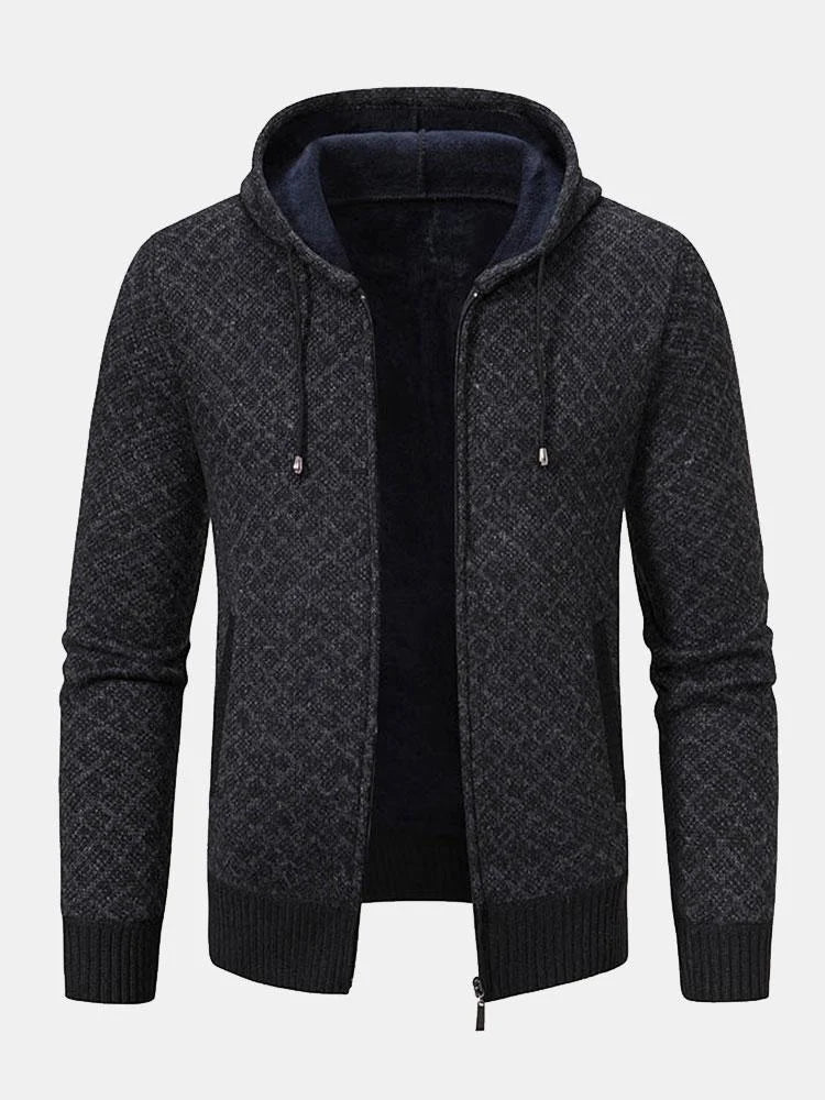 Pull zippé à diamants géométriques pour hommes