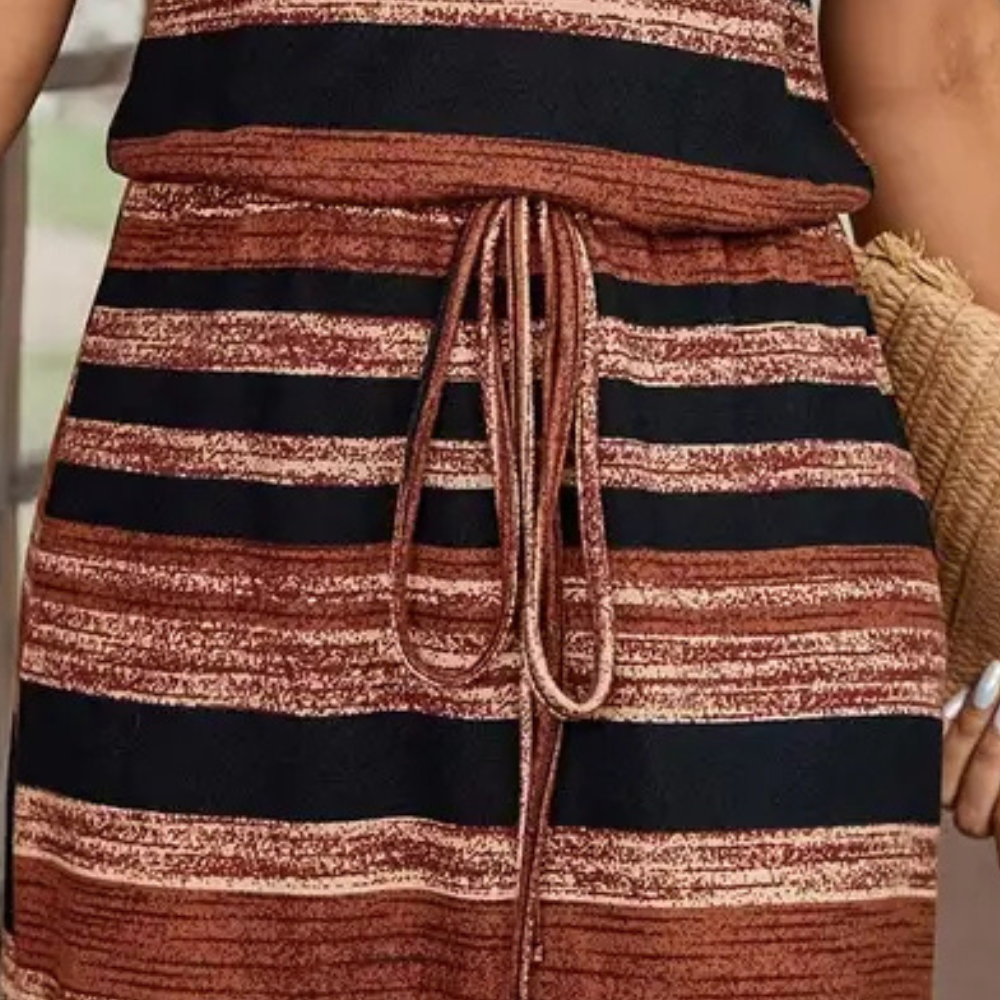 Robe classique décontractée à bretelles avec motif rayé pour femme