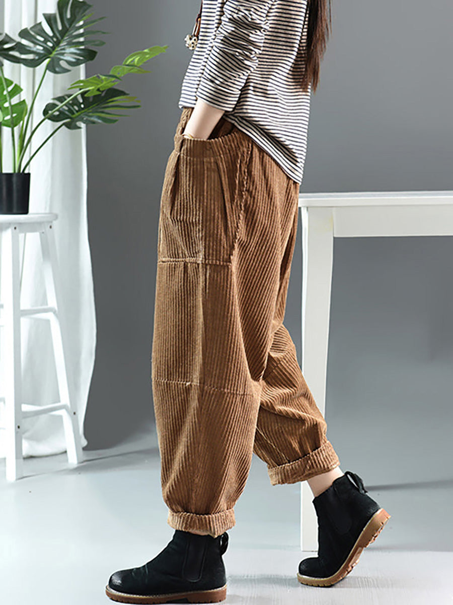 Pantalon Rétro Grande Taille en Couleur Unie pour le Printemps