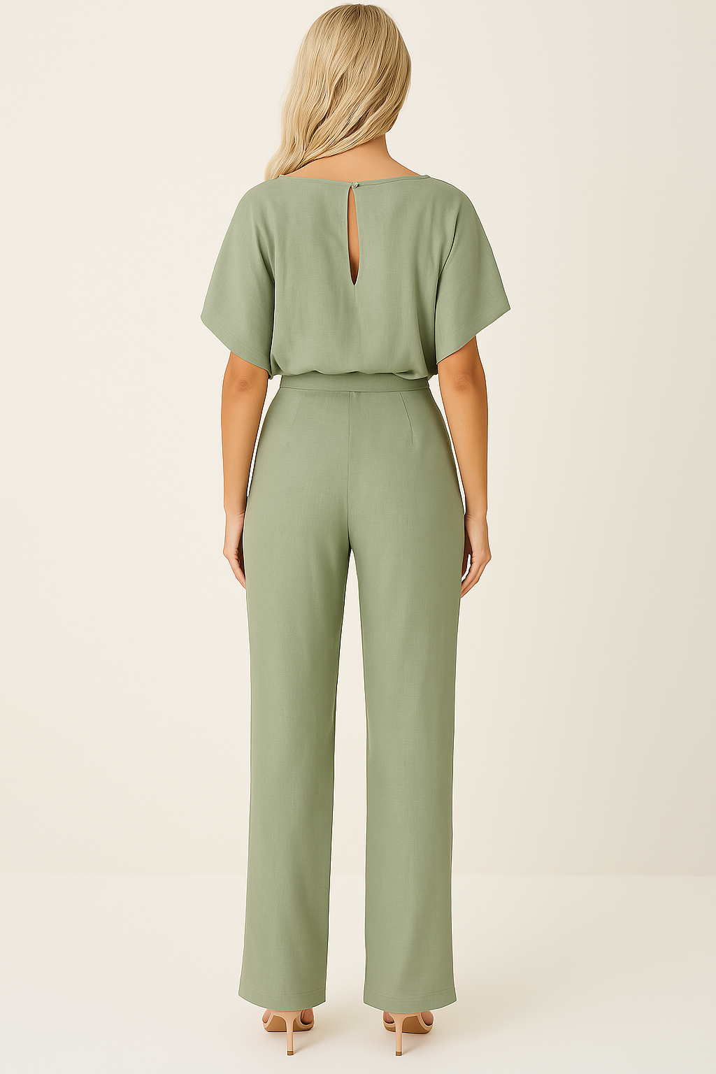 Combinaison femme ceinturée au style intemporel et silhouette soignée