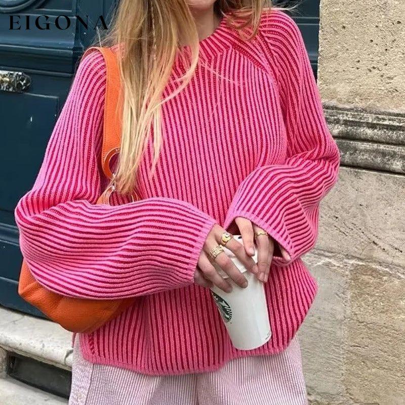 Pull Femme Décontracté Col Rond et Coupe Ample Bicolore