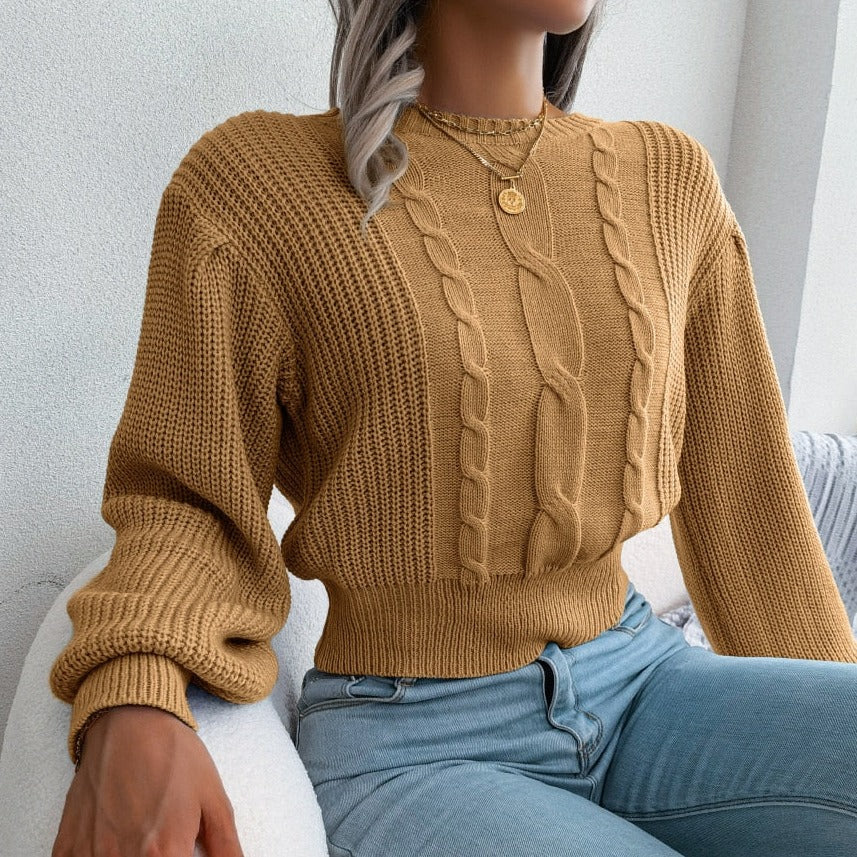 Elégant pull beige à motif galon