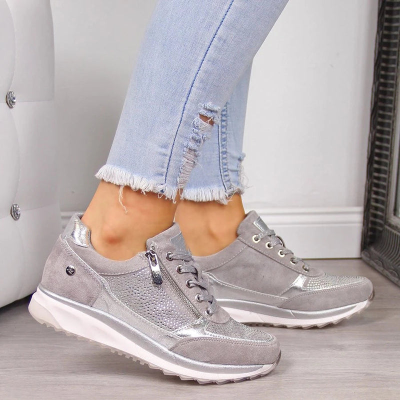Baskets à paillettes pour femme avec lacets, alliant confort et élégance décontractée
