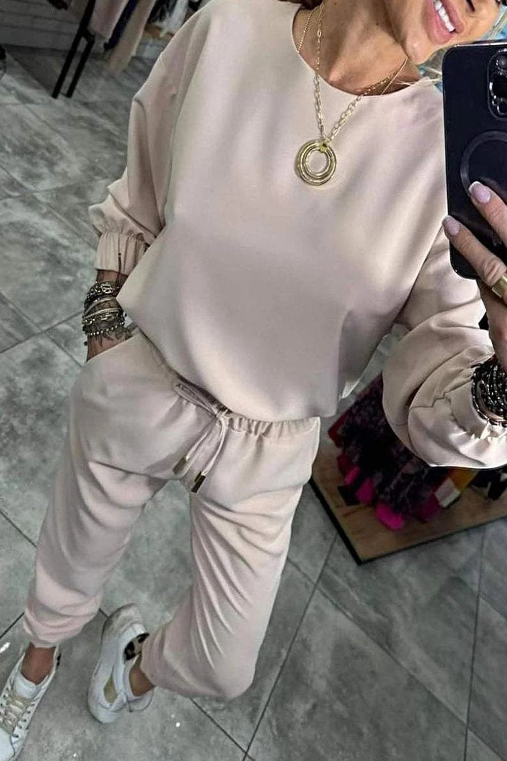 Ensemble Deux Pièces pour Femme - Chemise et Pantalon Uni Élégant