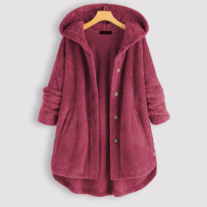 Yzza - Veste polaire mi-longue avec capuche pour l'hiver