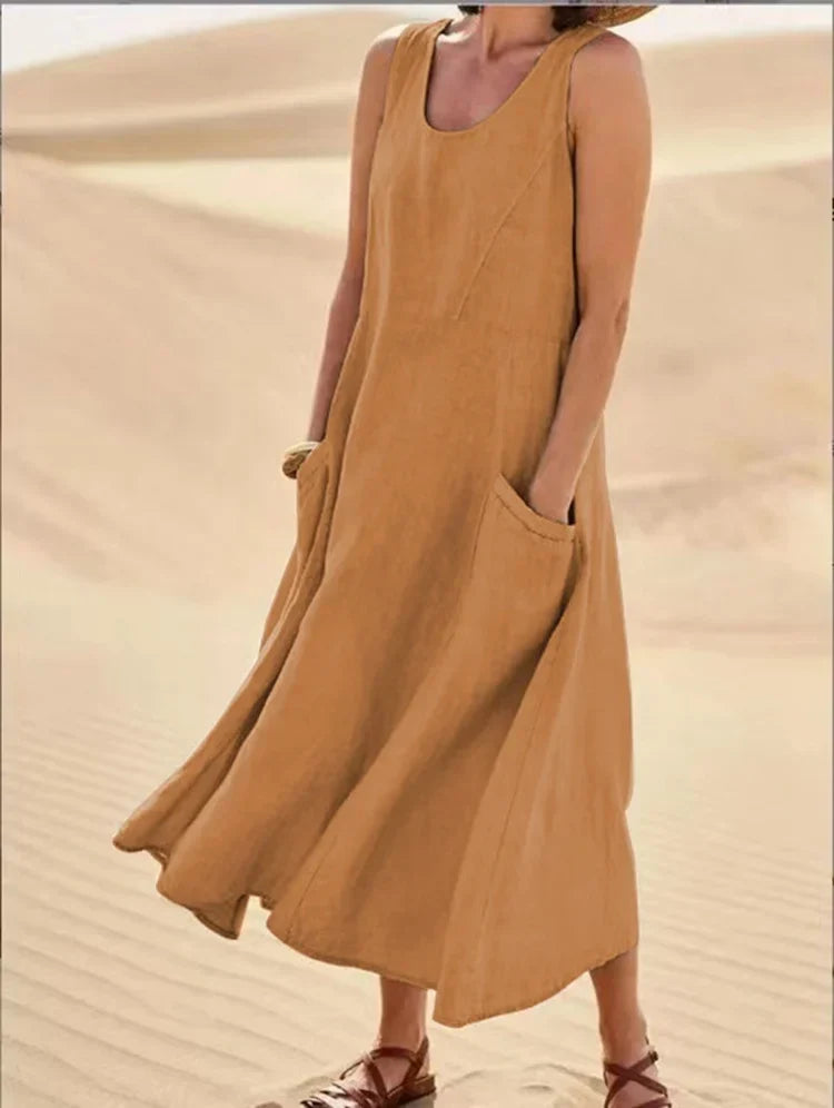 Giuliana - Robe sans manches en lin et coton pour femme