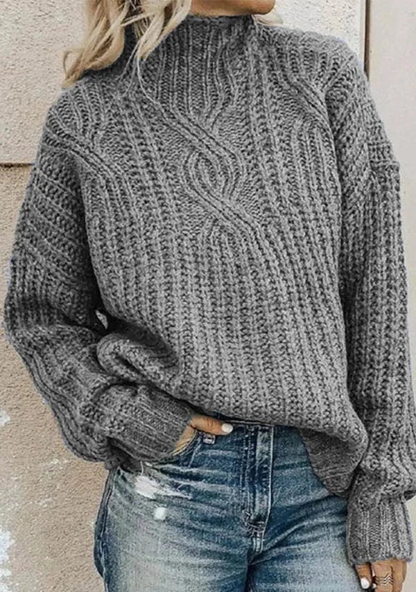 Pull à Col Roulé avec Motif de Maille Large pour Femmes Élégantes