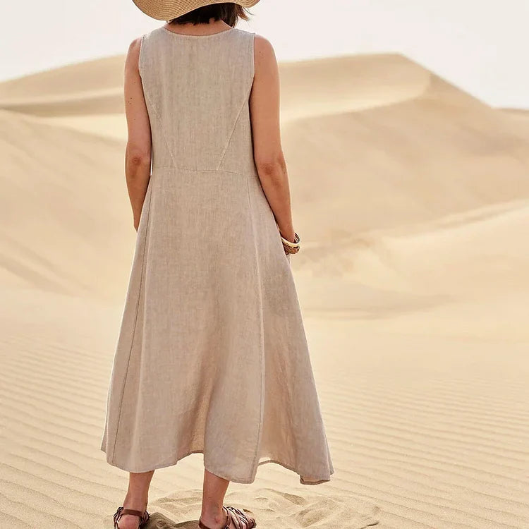 Giuliana - Robe sans manches en lin et coton pour femme