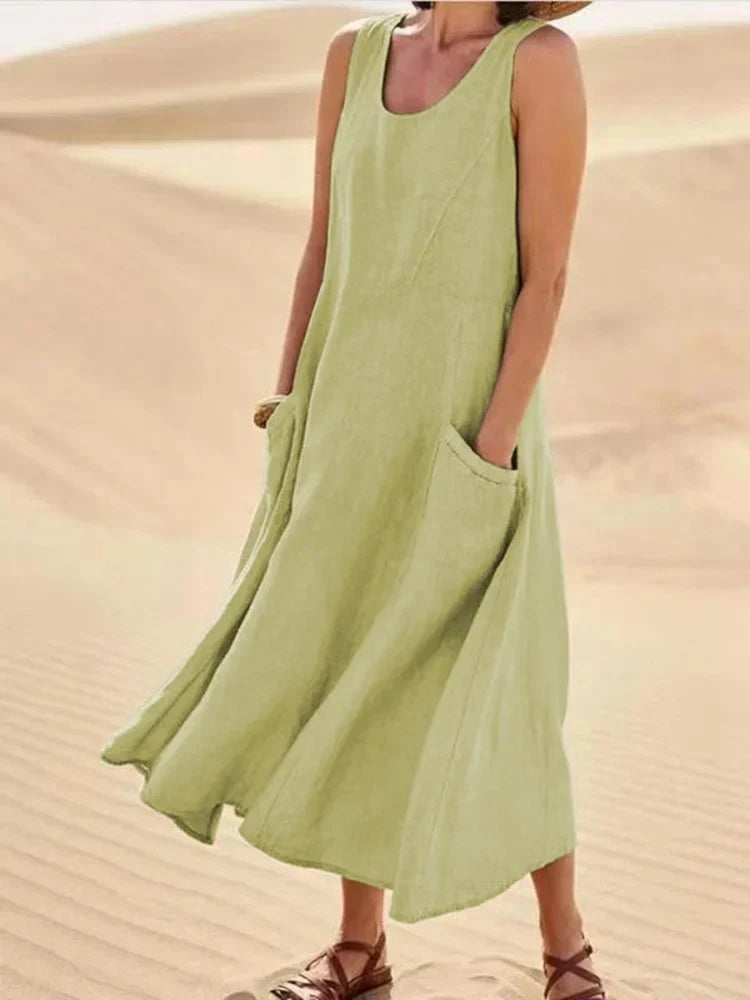Giuliana - Robe sans manches en lin et coton pour femme