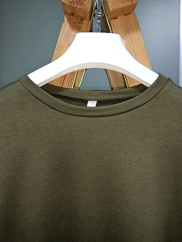 Pull Décontracté à Col Rond, Coupe Ample et Couleur Unie